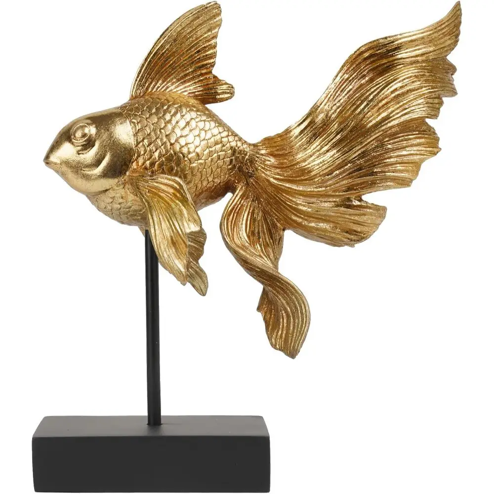 

Статуэтка золотой рыбки-петушки из смолы - украшение на удачу и богатство для офисной полки, домашнего декора или в качестве подарка на день рождения, 10,25x5x11 дюймов