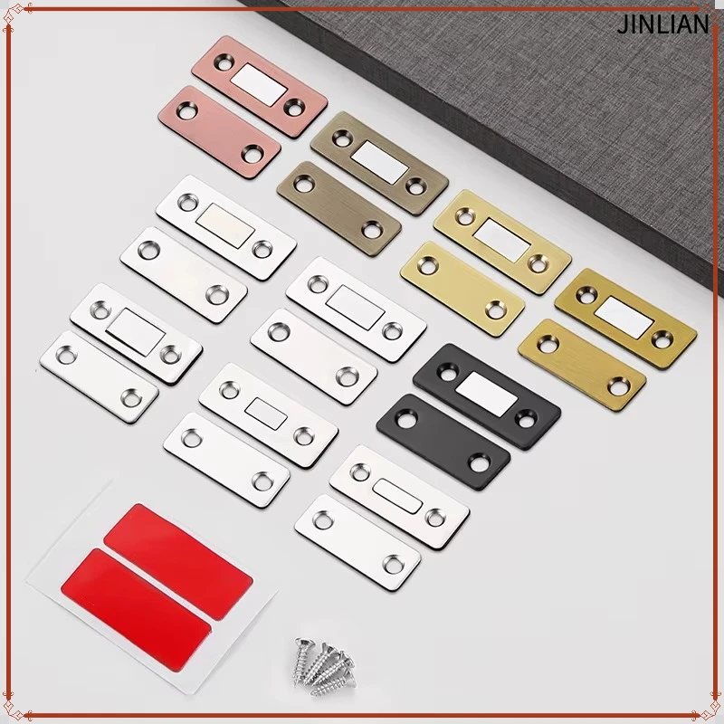 New 4/2PCS Strong Door Closer Magnetic Door Catch Latch Door Magnet Furniture Cabinet Cupboard Screw/Sticker Ultra Thin 6 Colors