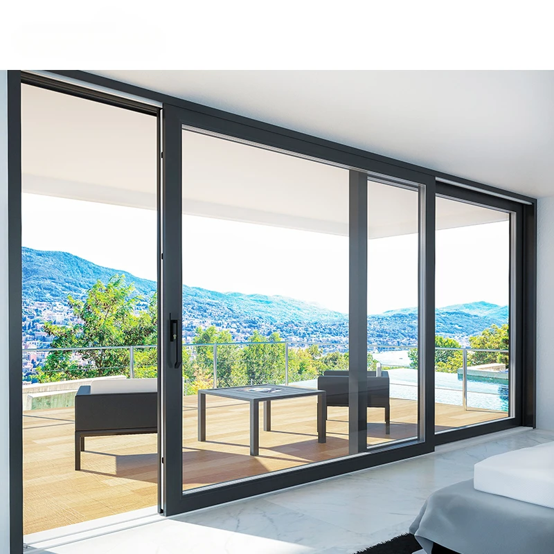 aluminum double glazed or triple glass soundproof exterior entry sliding doors