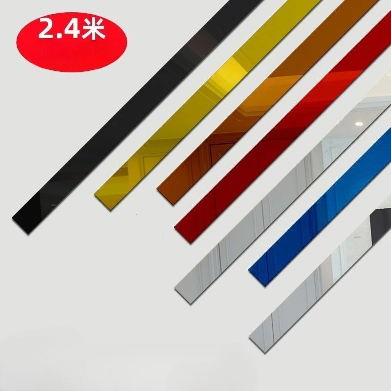 

Extended 2.4-meter Decorative Strip Self-adhesive Acrylic Stickers Mirror Black 3D Simple L-shaped Frame Strip Gold Background