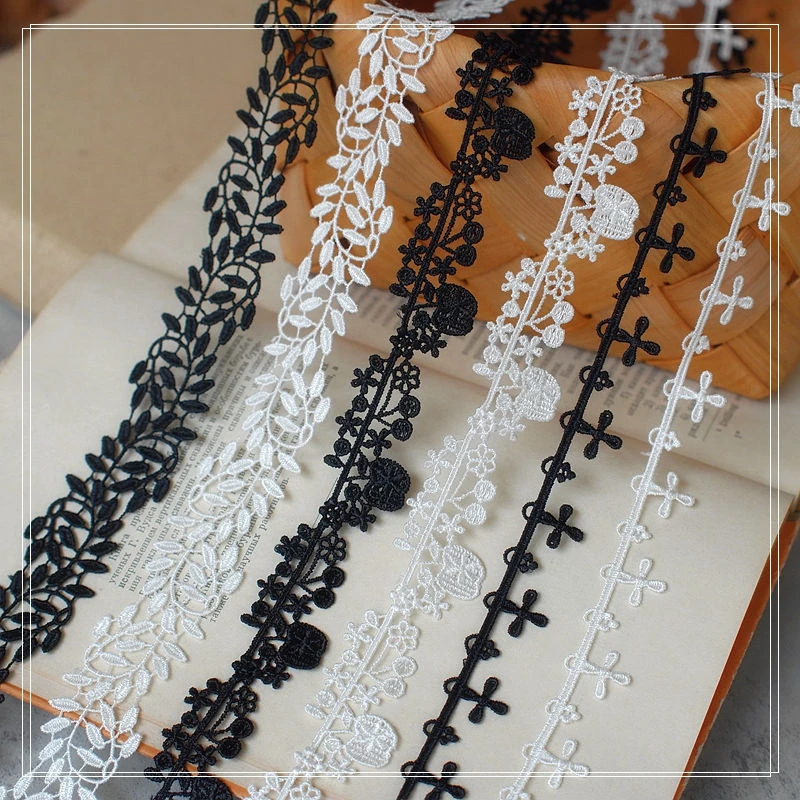 DIY Border Sewing Lace Trim Water Soluble Off White Black 5 Meters