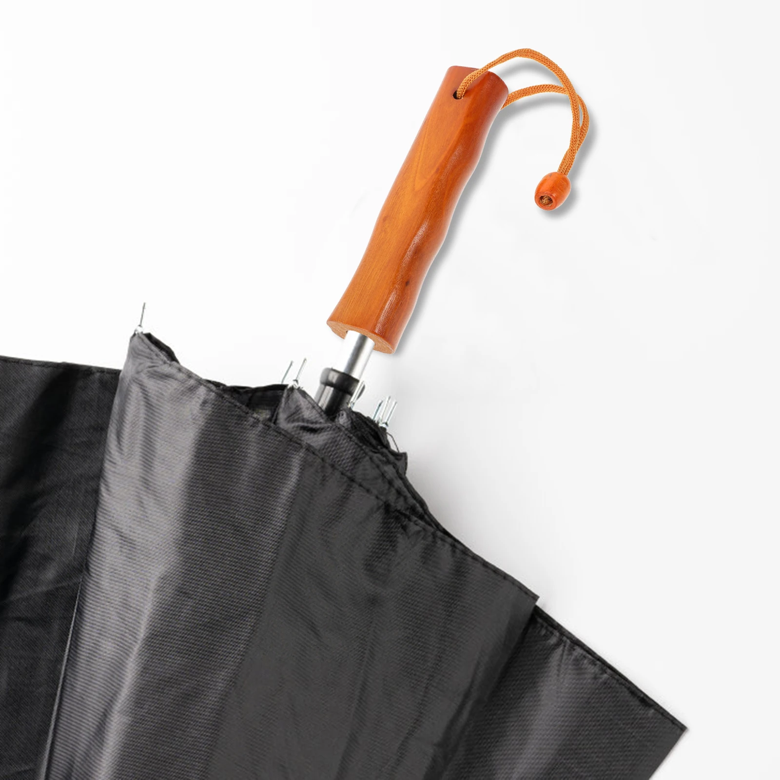 

Umbrella Handle Replacement 14mm Long Wooden Orange Handles with Rope for Folding Umbrella Accessories Rain Daily Use UV Travel