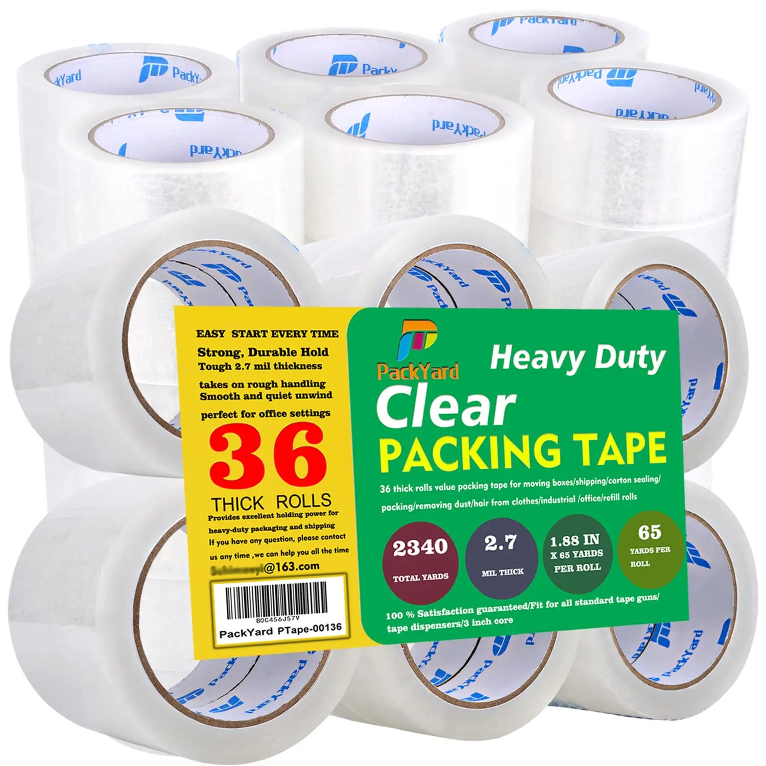 

Packing Tape Refill Rolls Heavy Duty 36 Rolls Sealing Great for Packing Box Shipping and Moving Supplies Packaging 1.88"