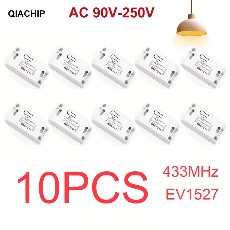 RF 433Mhz Light Switch Round 10A Wireless Panel Mini Switch Remote Control Relay Receiver Module Transmitter For Bedroom