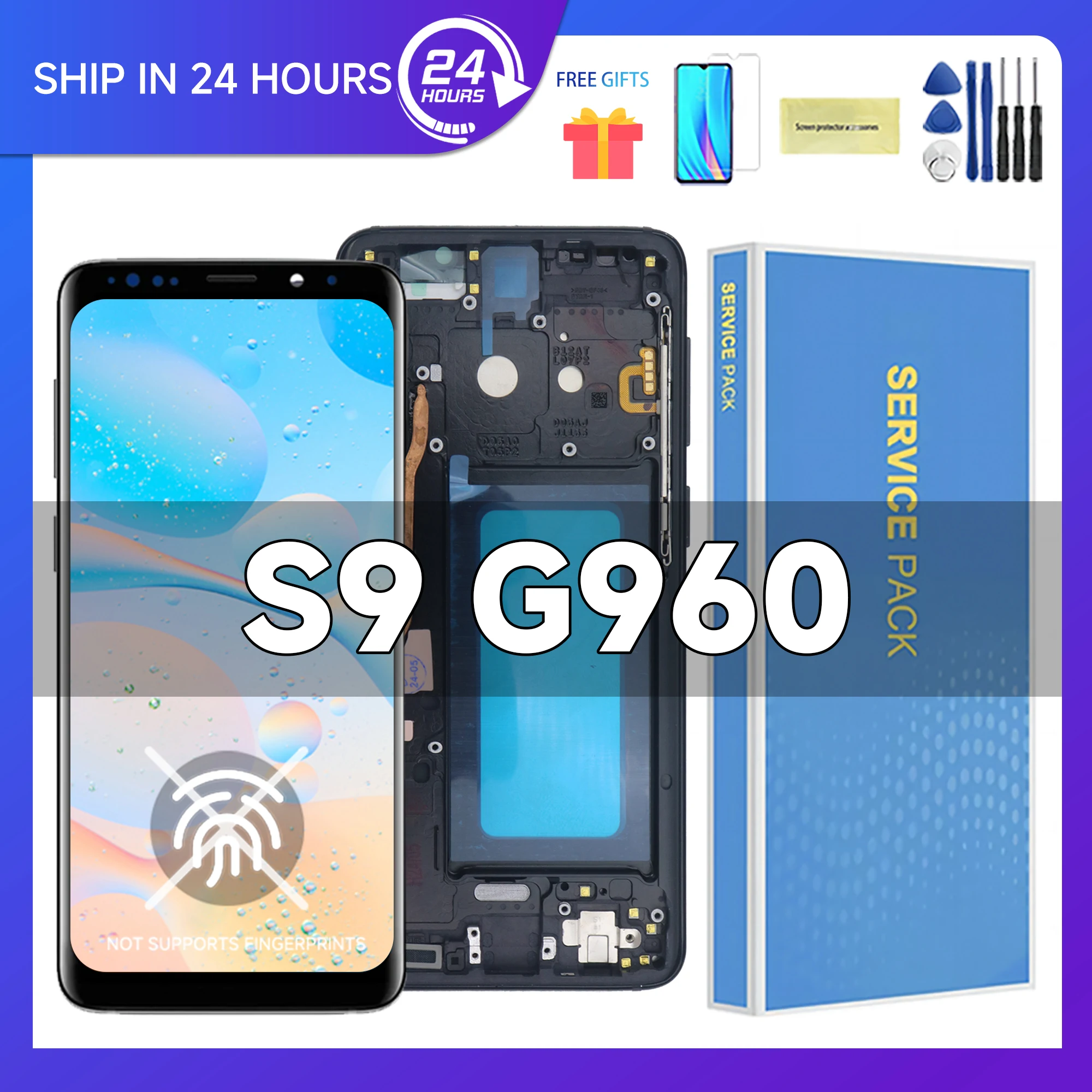 100% Tested S9 LCD with frame for SAMSUNG Galaxy S9 G960 SM-G960FD Display Touch Screen Digitizer Assembly Replacement