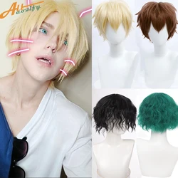 Synthetic Men's Cosplay Wig With Bangs Short Straight Heat Resistant Hair Blonde Black Blue White Halloween Anime Cosplay Wigs