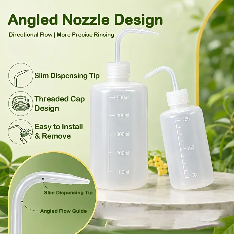 Lab Wash Bottle 250ml 8oz with Scale Markings Leak-Proof Squeeze Bottle Narrow Spout 2 Pack for Laboratory School Science