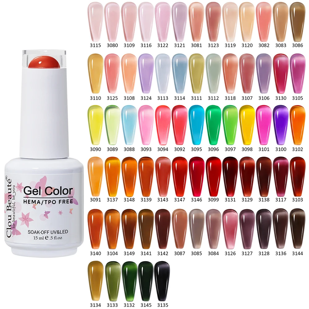 Clou Beaute Halbtransparentes Gelee-Farb-UV-Gel, Maniküre-Gel, Nagelzubehör für Profis, semipermanenter Lack, 15 ml