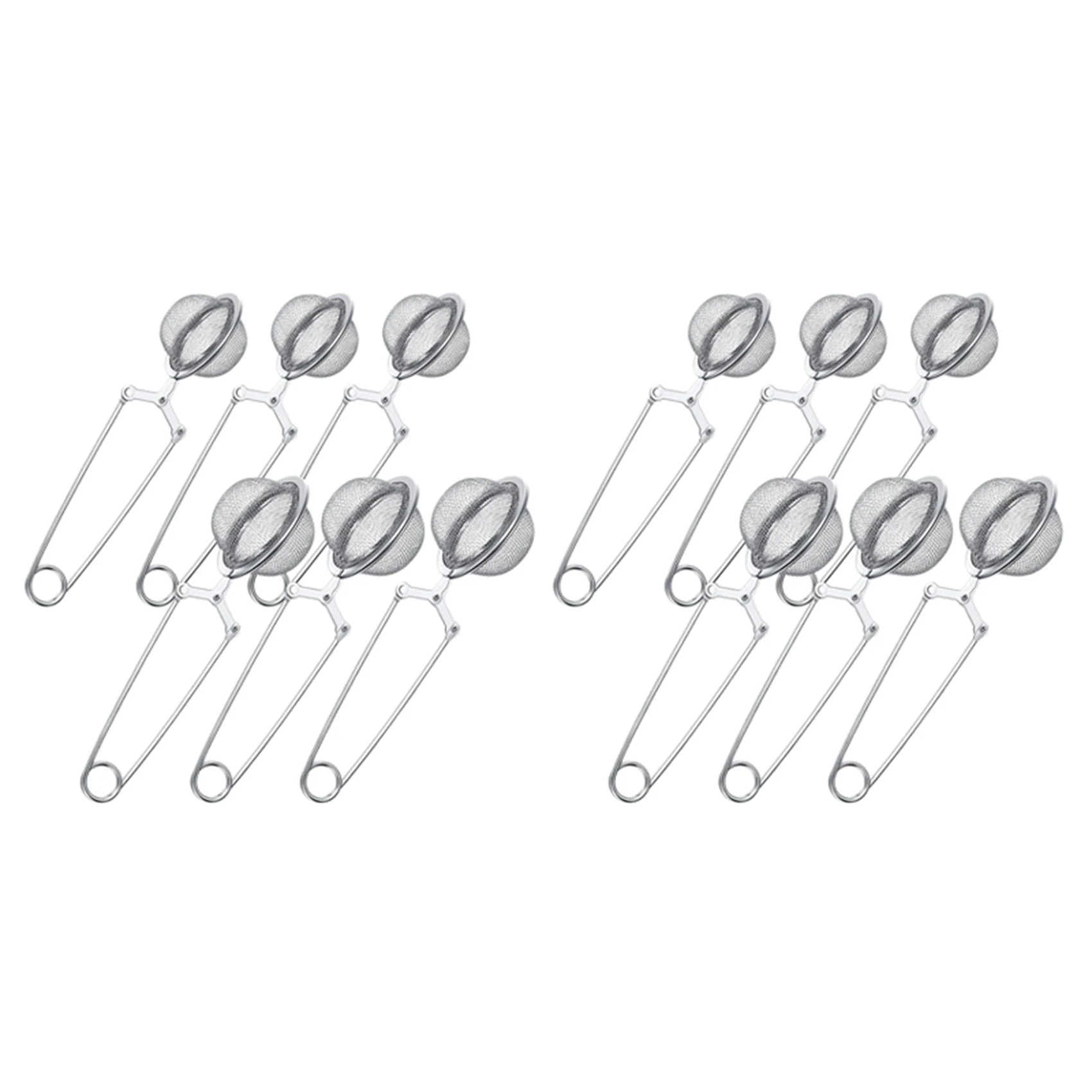 AS94-12Pcs Tea Infuser Loose Leaf Tea Snap Ball Tea Strainer Spoon Stainless Steel Tea Filter Steeper With Handle