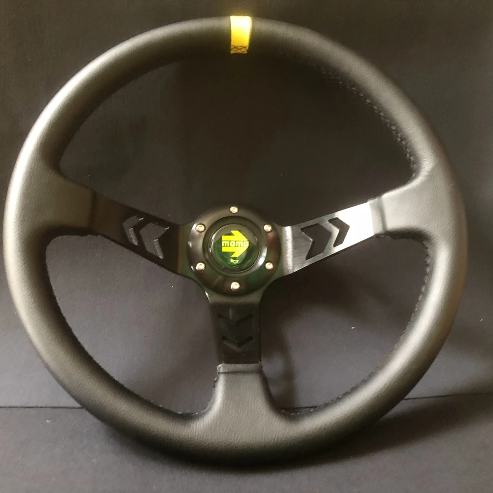 

JDM Универсальный 350 мм гоночный руль MOMO, кожаный руль для раллийного дрифта Volantes для VW HONDA TOYOTA SIM Game