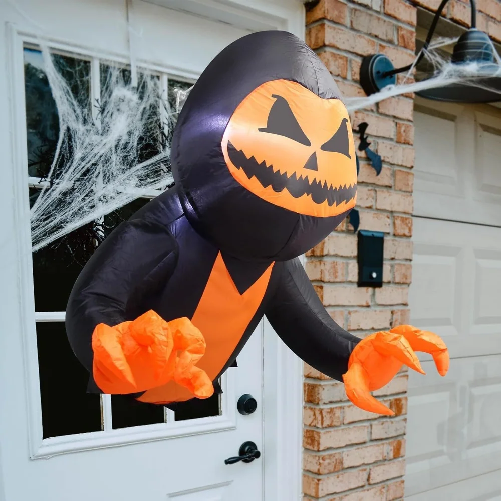 

3.5Ft Inflatable Halloween Black Ghost Climbing Window Outdoor Garden Decoration Built-in LED Lights Car Trunk Scary Props Decor