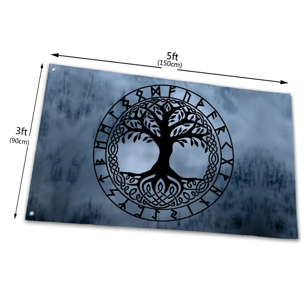 Yggdrasil drzewo runy flaga Viking drzewo życia flagi mitologia nordycka prezent wiszący Banner Home Decor