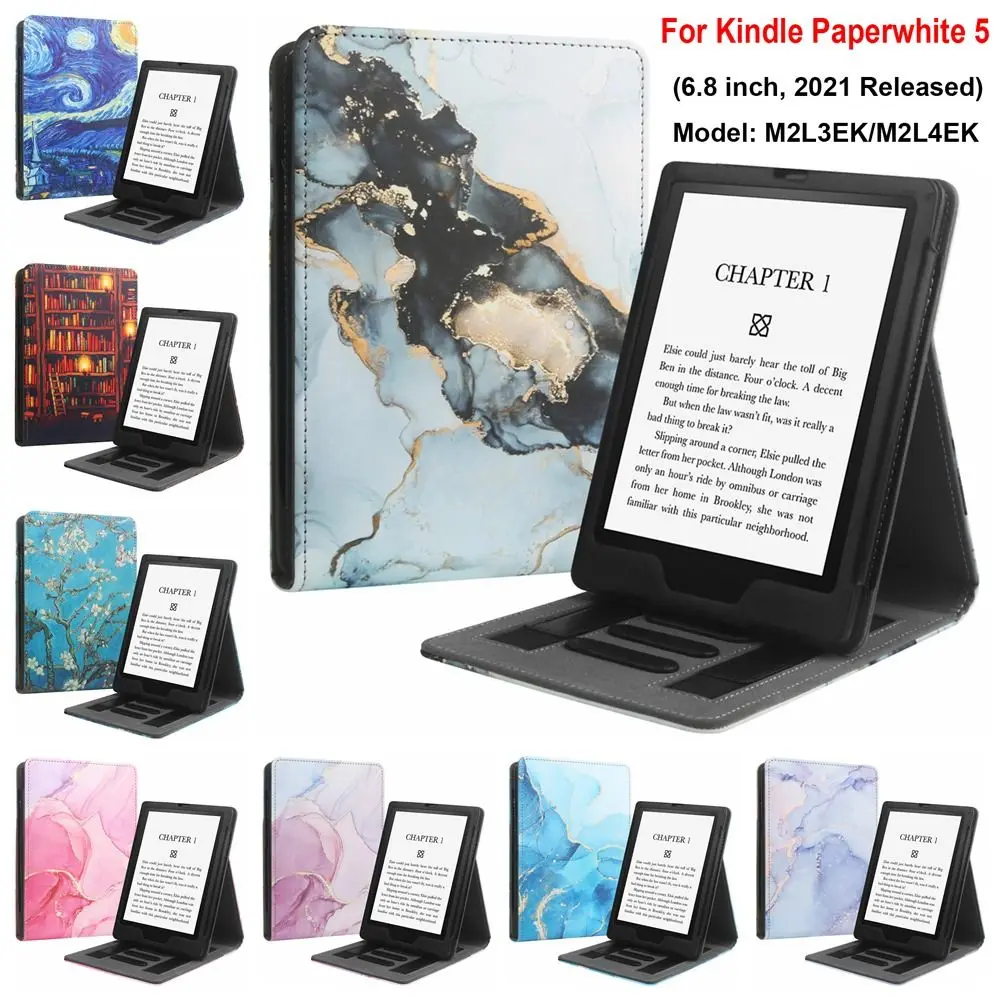 Dual Hand Strap e-Reader Stand Case 11th Generation Auto Wake/Sleep Smart Cover M2L4EK PU Leather for Kindle Paperwhite 5