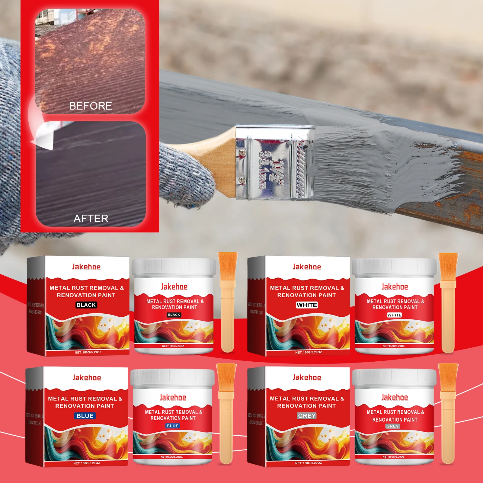 Water-Based Metal Anti-Rust Paint, Waterproof and Rust-Proof Metal Primer, Durable for Renovations, Comes in Multiple Colors