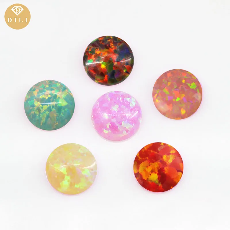 

1.5-8mm OP41-OP50 Cabochon Opal Round Shape Synthetic Fire Loose Opal Gemstone For Jewelry Making