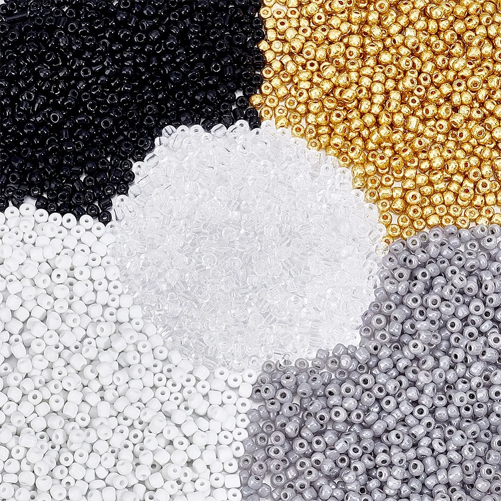 4000Pcs 5 Styles Glass Seed Beads Mixed Styles Round Mixed Color 4~4.5mm Hole: 1~1.5mm 800pcs/style