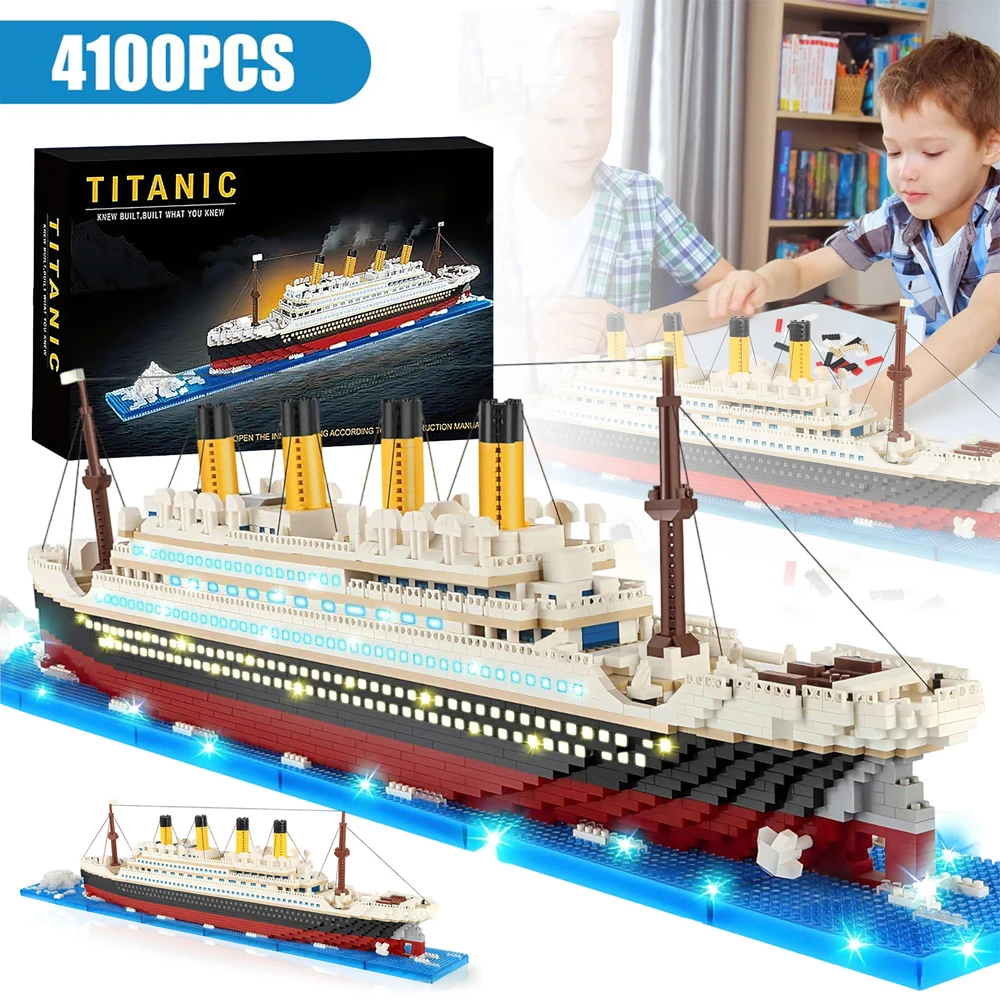 4100 pièces de blocs de construction, mini-bateau de croisière, modèle à assembler, briques créatives DIY, kits de jouets, puzzle éducatif, décoration de bureau, cadeaux de vacances pour adultes et enfants