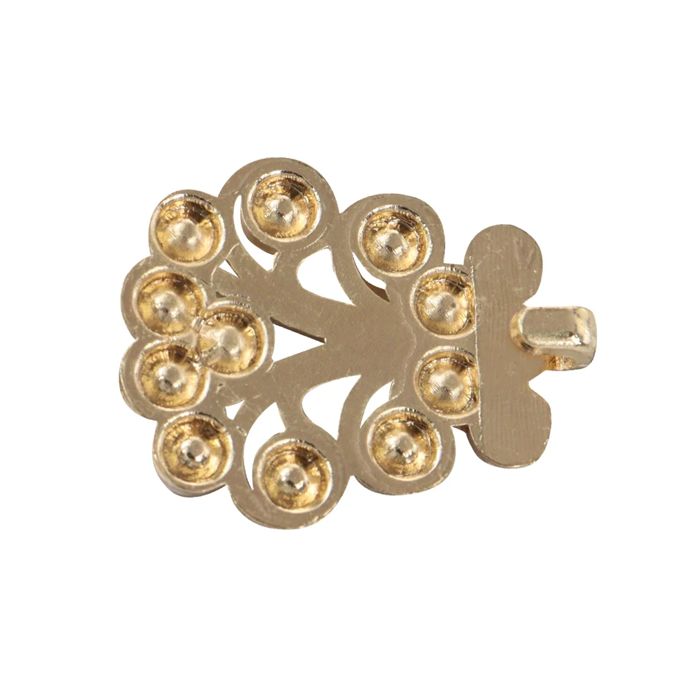 5set Crafts Closure Clasps Button Brown Crystal Gold Tone Metal Hook Eyes Clasp Garment Coat Fastener Sewing Supplies NK316