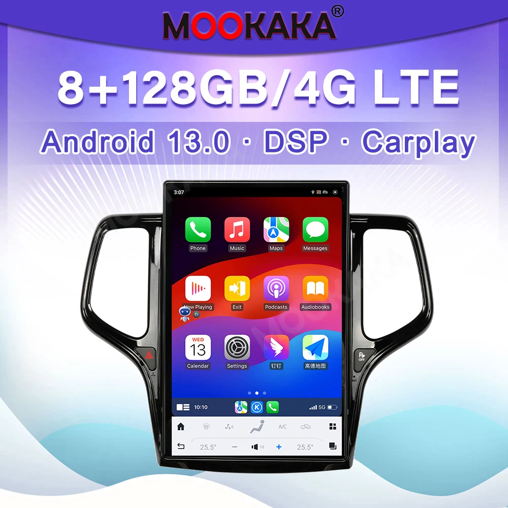 14.4Inch Android 8+128GB For JEEP Grand Cherokee 2010-2021 Tesla Style Car GPS Navigation Multimedia Player Radio Tape Head Unit