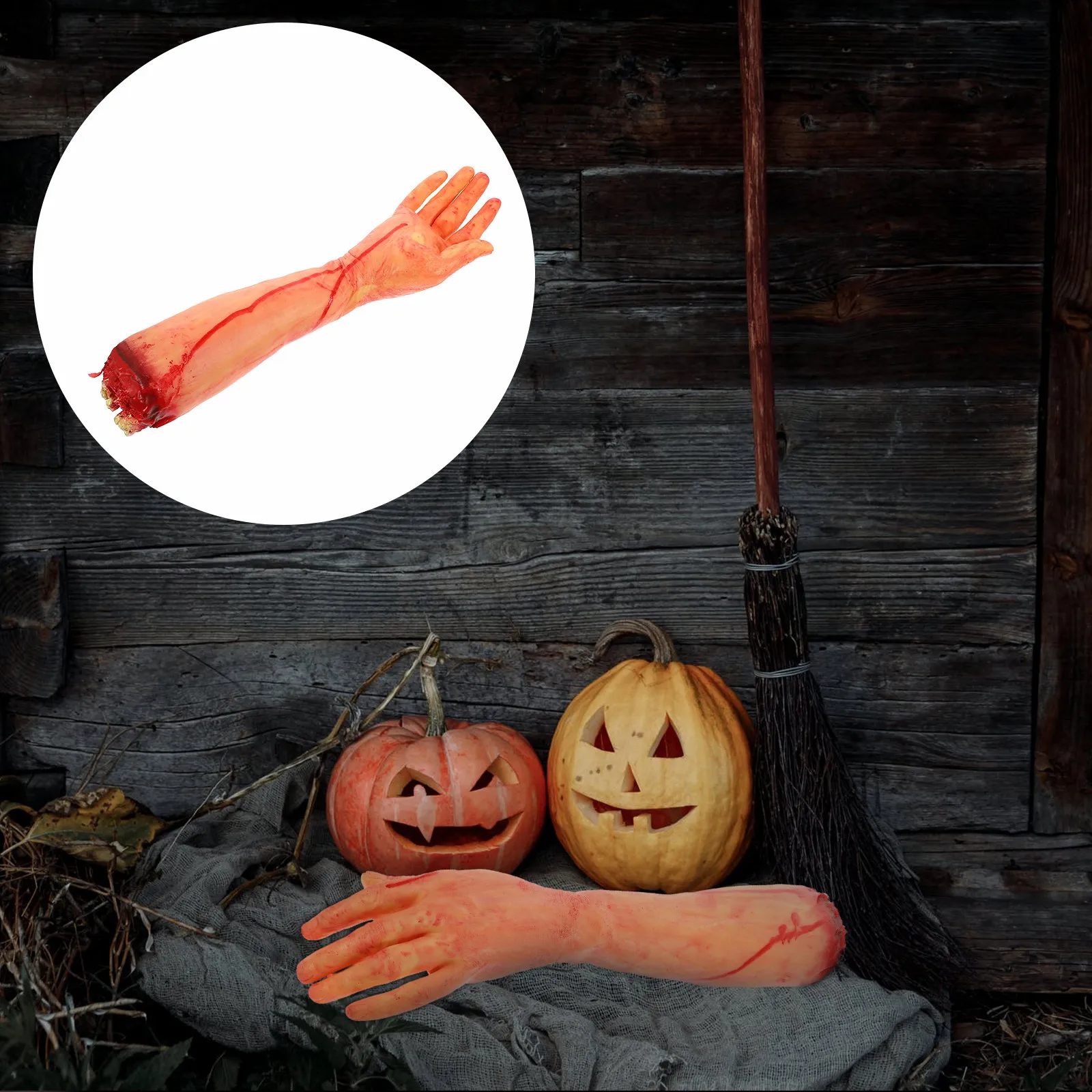 

Realistic Broken Arm Halloween Prop Vinyl Fake Broken Arm Decoration for Haunted House Party Crime Scene Scary Outdoor