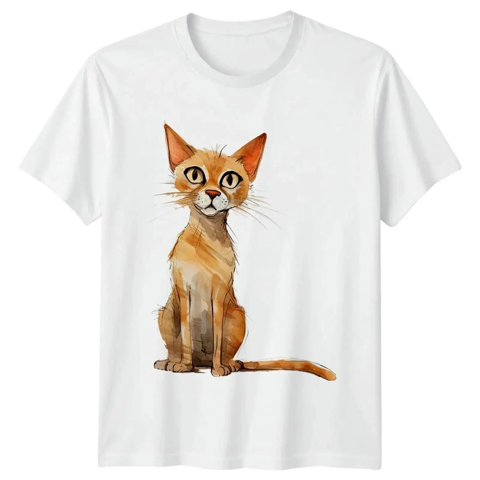 Lustiges T-Shirt Ingwer Katze Kunst Haustier Illustration Geburtstagsgeschenk für Sie und Ihn Vintage Washed Bequem