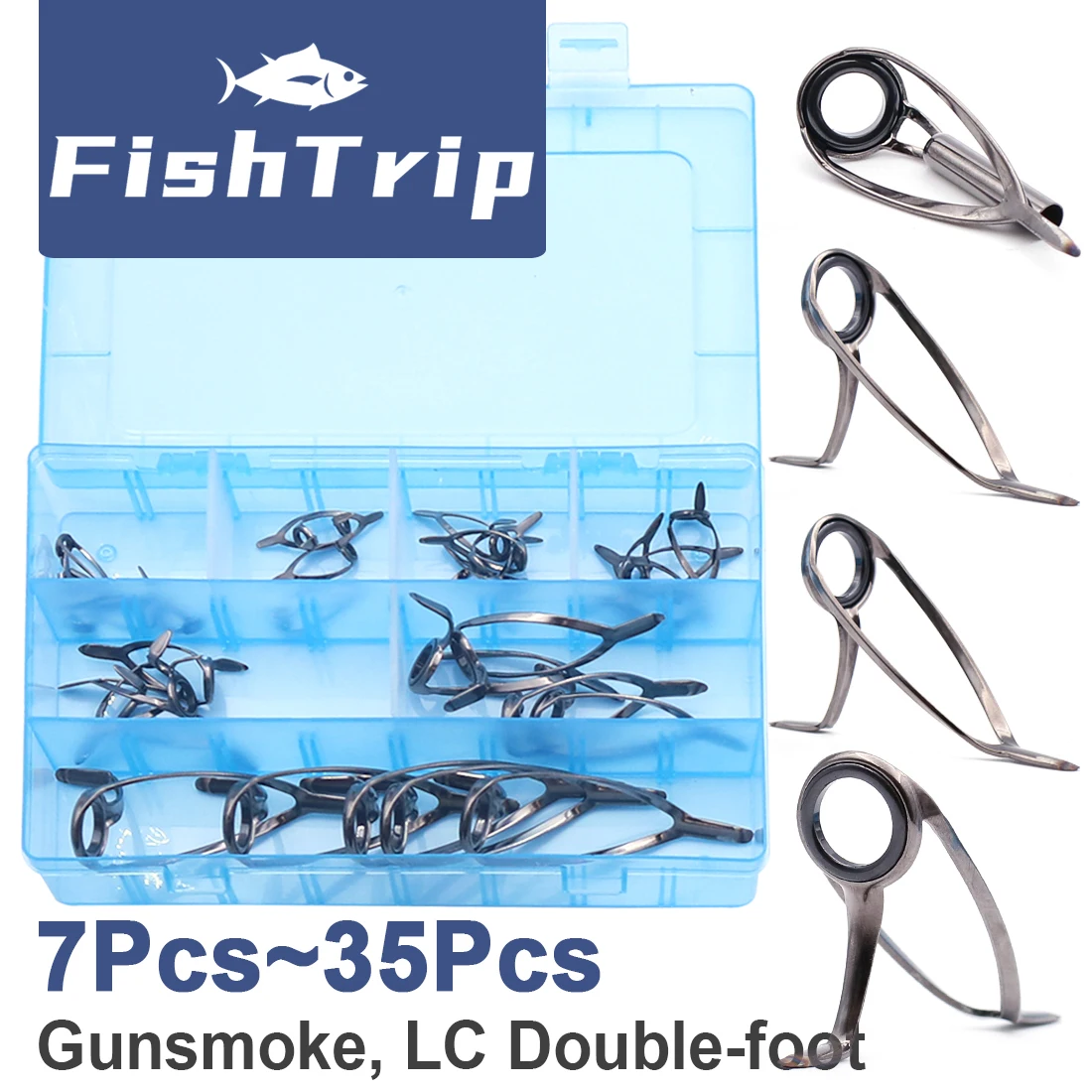 

FishTrip Heavy Surf Rod Guides Repair Kit Low Rider Reversed Stripper Guide Ring Lock Frame Tangle-resistant Multipurpose Guide