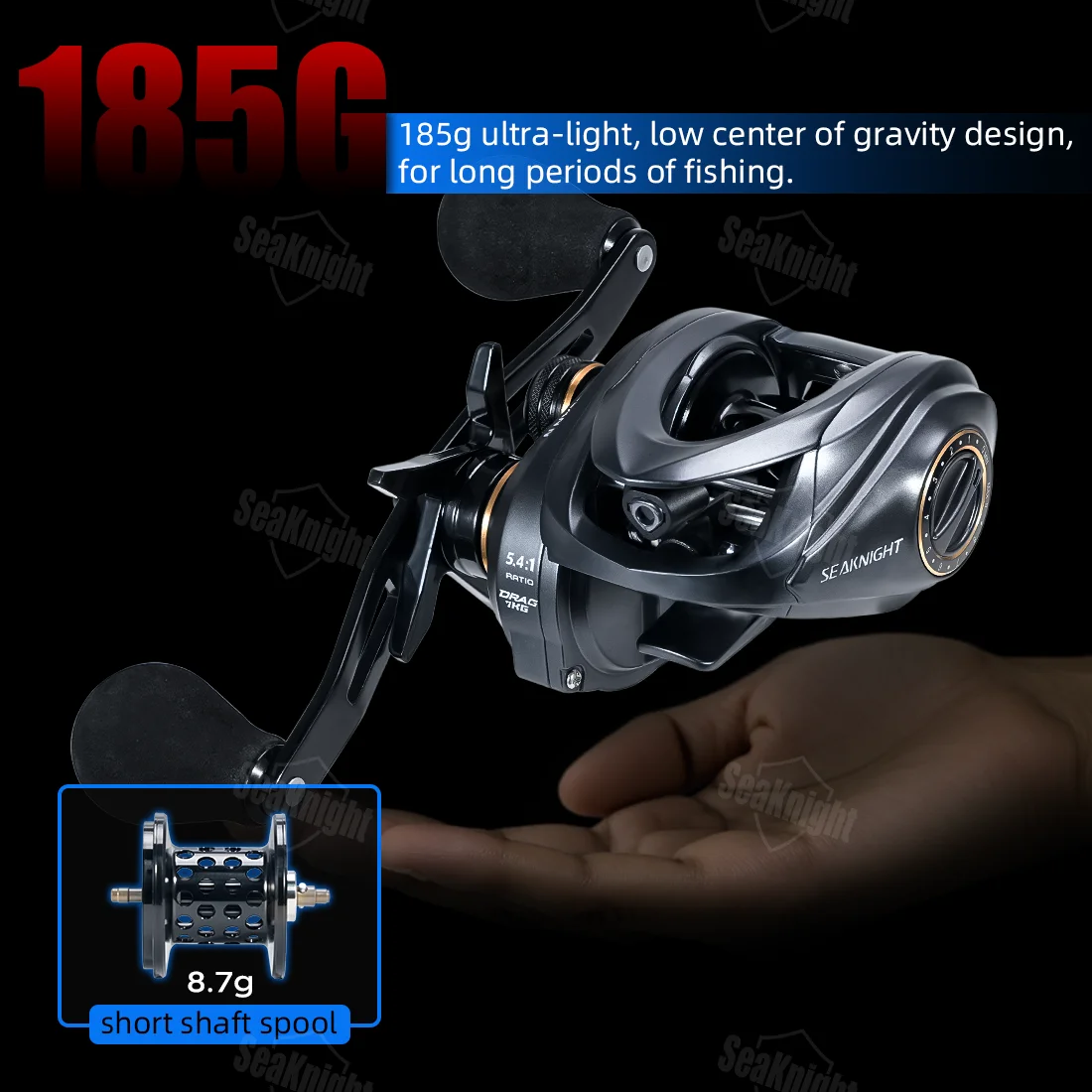 SeaKnight Brand FALCAN IV 5.4:1 185g Lightweight Baitcasting Fishing Reels Carbon Fiber Drag Brass Gear Power Fishing Reel