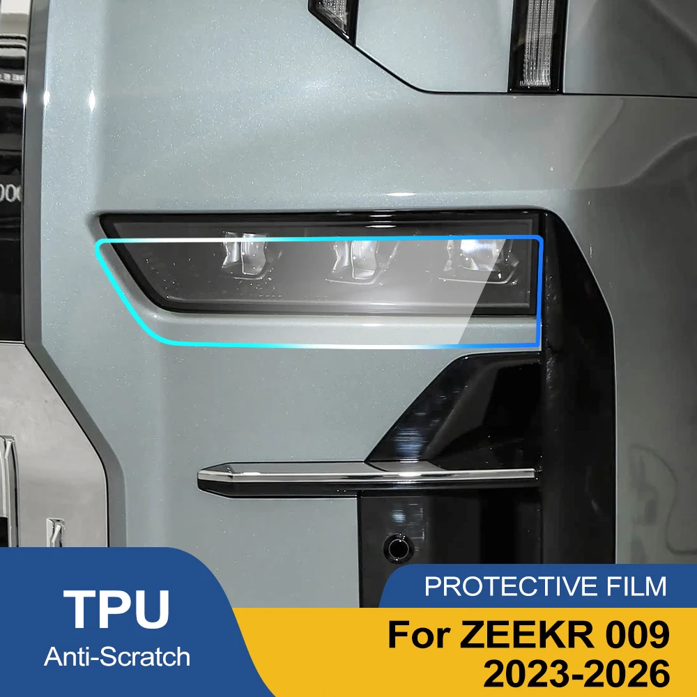 

High-Gloss Smoke Black TPU Headlight Protective Film for ZEEKR 009 2023-2026 Pre-Cut PPF Anti-Scratch Vinyl Wrapping Kit