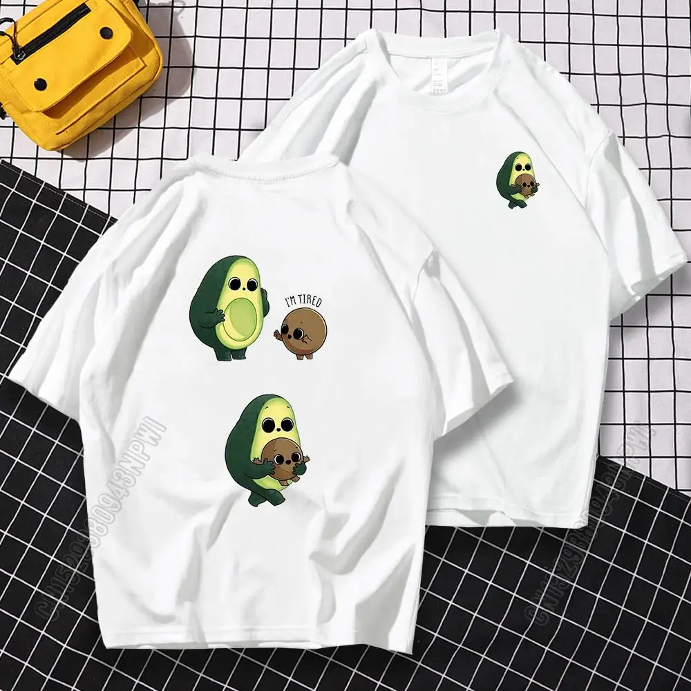

Naughty Avocado Double-Sided Printing T-Shirt Men Crewneck Loose Streetwear Casual Clothing 100% Cotton Sweat Tshirts Men's