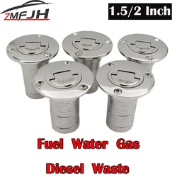 AD New Stainless Steel 316 Deck Filler GAS DIESEL FUEL WASTE WATER 38mm 50mm Mirror Polish Marine Boat Hardware Deck Filler Cap