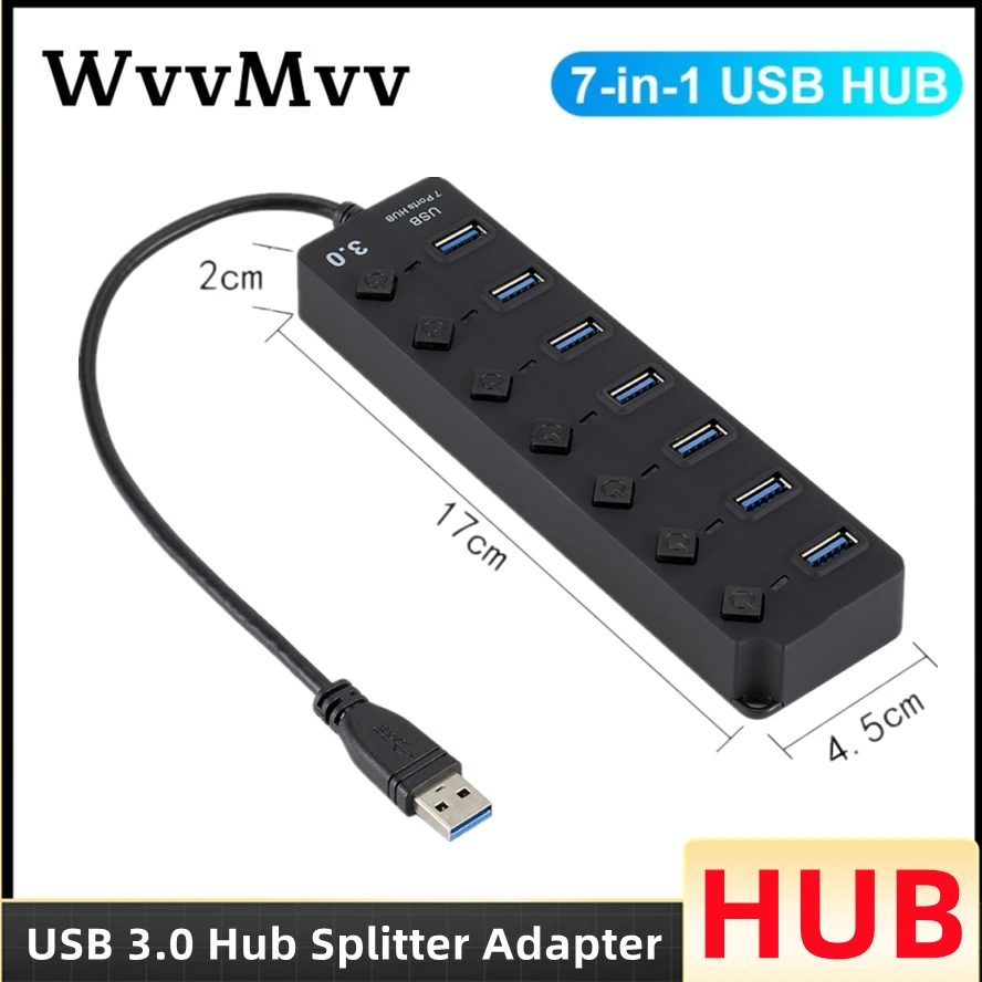 USB 3.0 Hub Power Adapter 4/7 Port Multi USB Splitter USB Hub 2.0 Multiple Expander Switch Cable Hub Docking Stations For PC