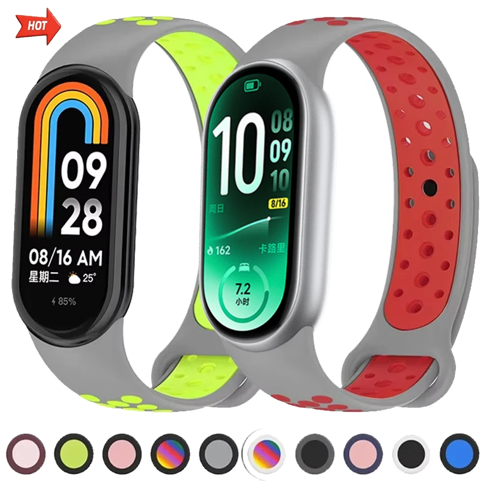Two-tone Silicone Strap For Xiaomi Mi Band 11 10 9 8 Smartwatch Replacement Bracelet Wristband For Mi Band 11 10 9 Accessories