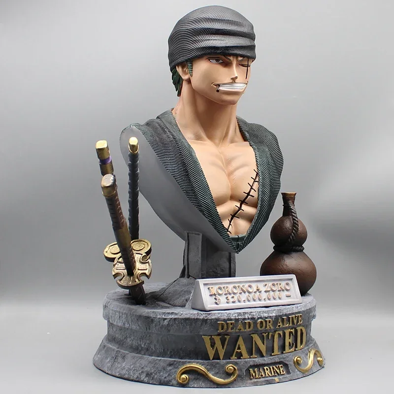 Anime One Piece Figures Bust Zoro Action Figure GK Roronoa Zoro Statue Three Knives Flagon Model Pvc Collection Birthday Gifts