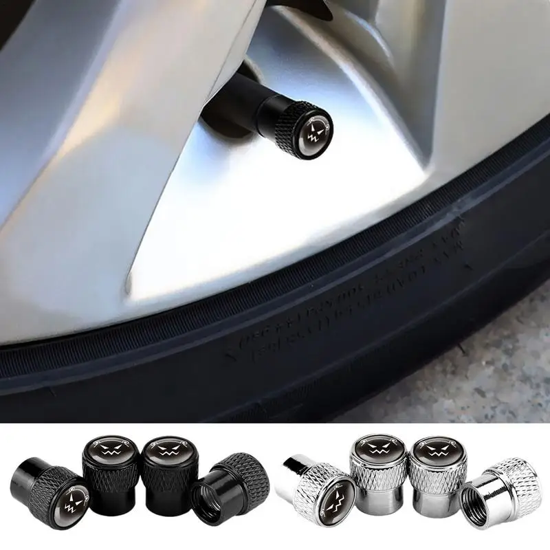 Car Tire Valve Stem Caps 4PCS Anodized Aluminum Tire Valve Cap Set Leakproof Tire Valve Covers Wheel Air Valve Caps For Cars