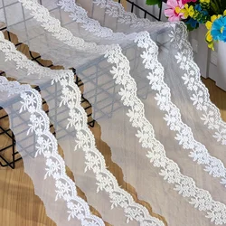 Embroidered Lace Ribbon, 100% Cotton, White, Beige Color, Trim Fabric, DIY Sewing Accessories, 5 Yards/Lot
