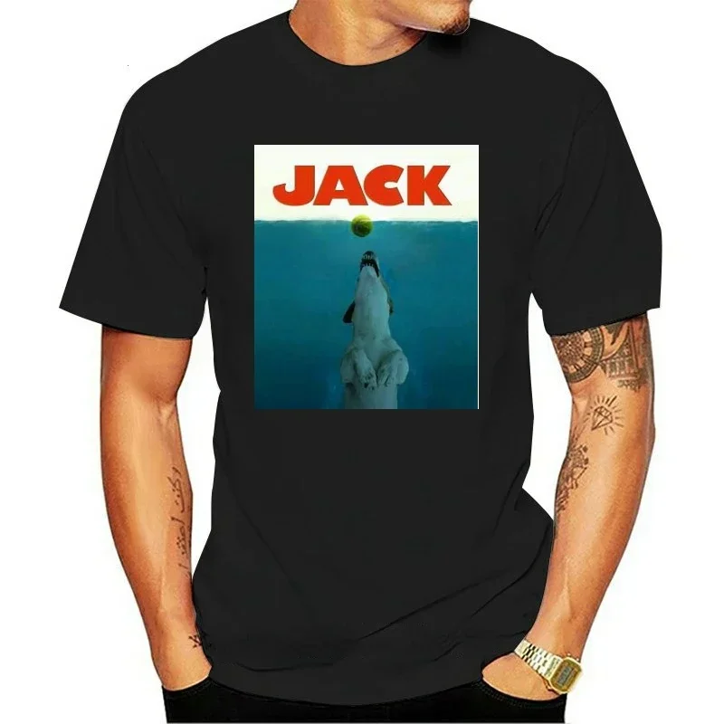 JACK RUSSELL UNISEX TSHIRT Lovely Dog Plays with A Ball Summer Print Tshirt Comfortable Breathable Fitness Tops Tee Men Clothing