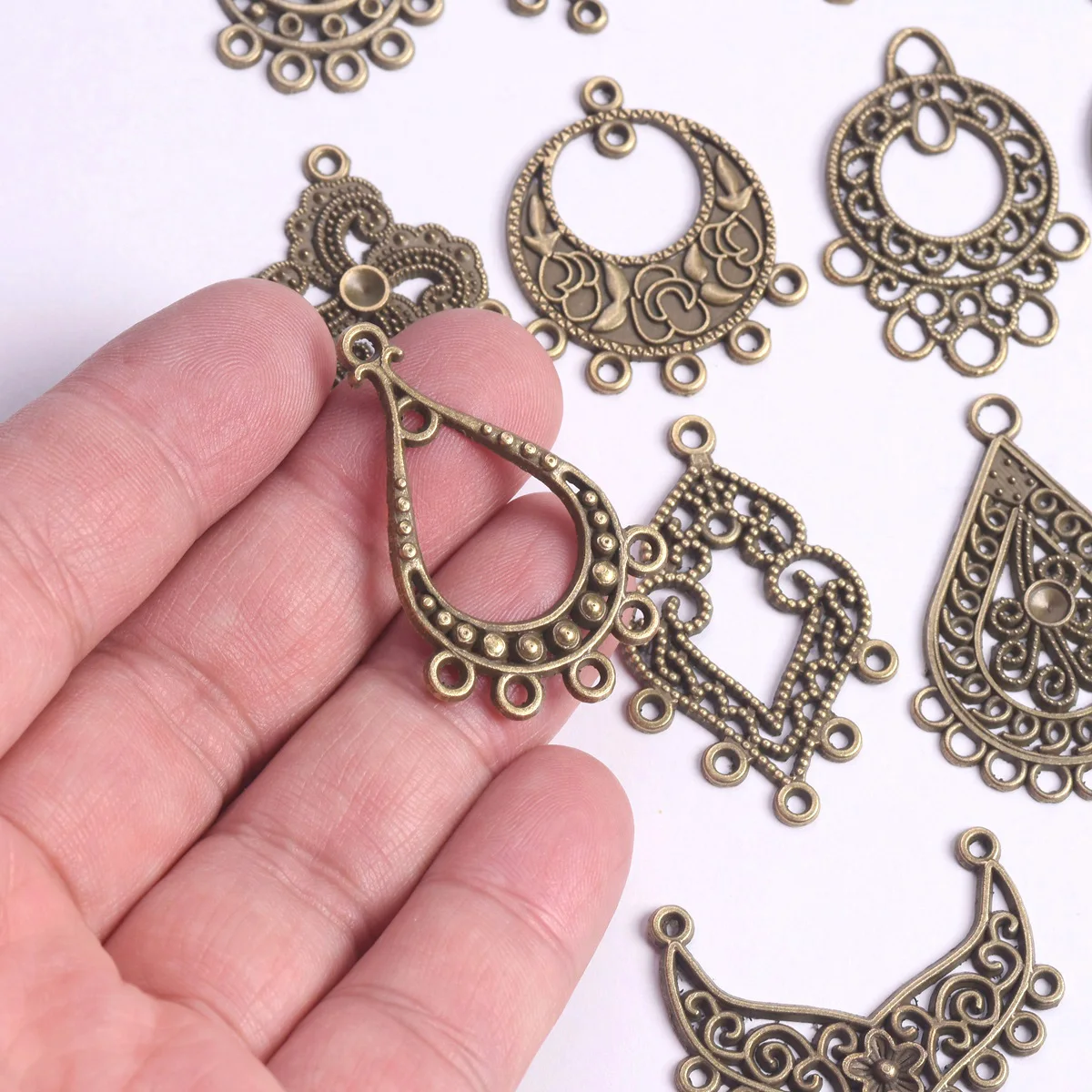 10pcs Antique Bronze Metal Chandelier Pendants Connectors Bails For DIY Dangle Earring Jewelry Making Findings