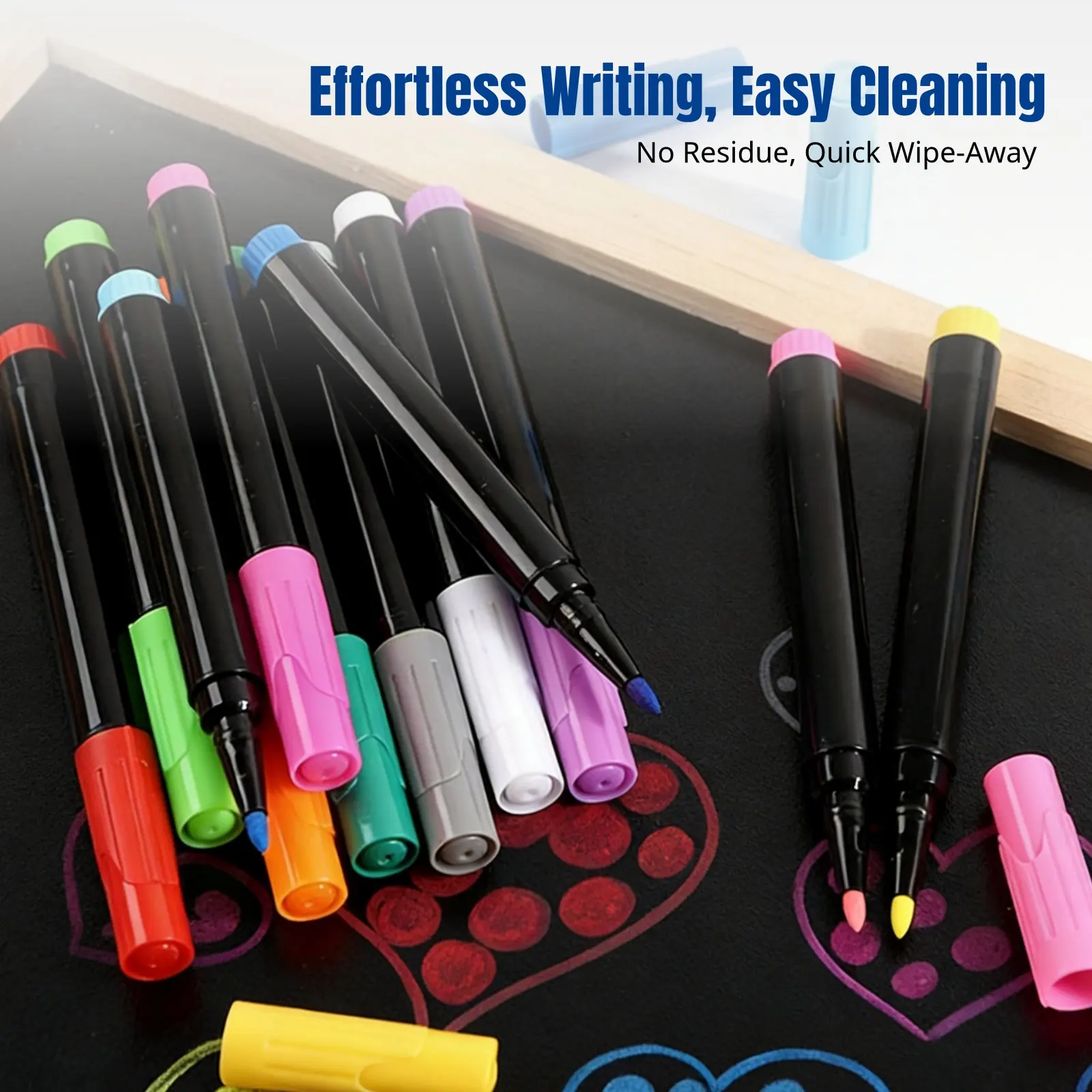 Liquid Chalk Marker, Light-Up Board Pen, Erasable Fluorescent, Water-Based, 12 Colors, Kids Drawing, Round Tip, Multi-Use