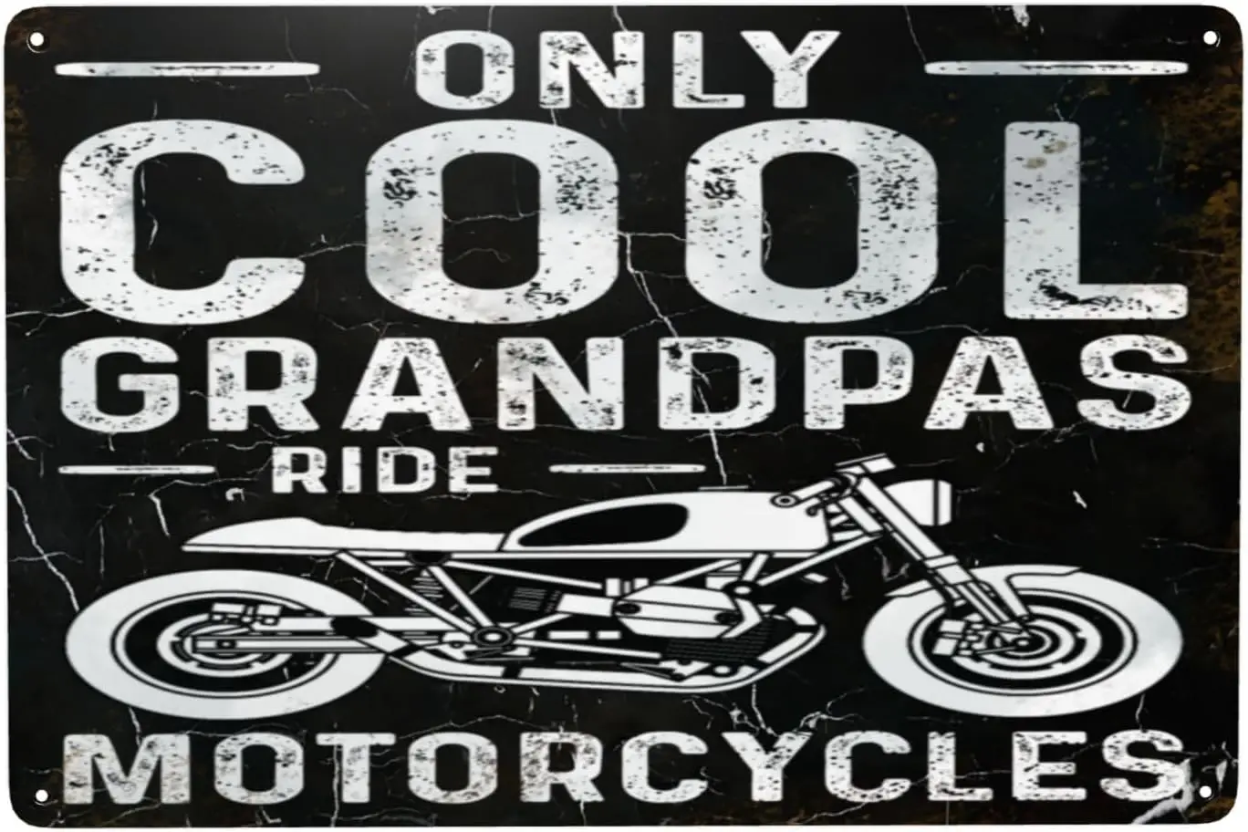 8x12in Cool-Grandpas-Ride-Motorcycles Gifts Funny Garage Decor Humor Man Cave Bar Signs Vintage Metal Tin Sign Home Office  sign