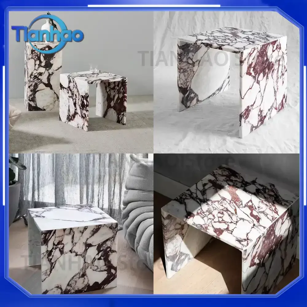 Round Coffee Table for Italian Designer Style Wabi-Sabi Living Room Imported Travertine Side Table for Hotel Lobby or Airbnb