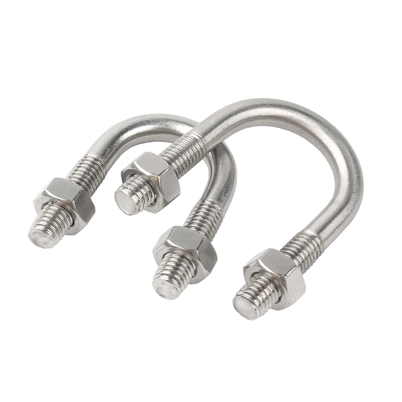 1/2Sets M6 M8 304 Stainless Steel U-Type Bolts with Nuts Hoop Horse U-Shaped Screws for Construction Installation Fastener