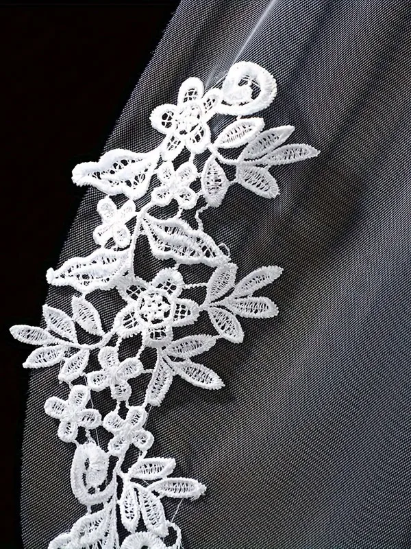 1 piece of 230cm(90.55in) white bridal wedding veil, ultra-fairy forest style, long trail, lace-trimmed veil