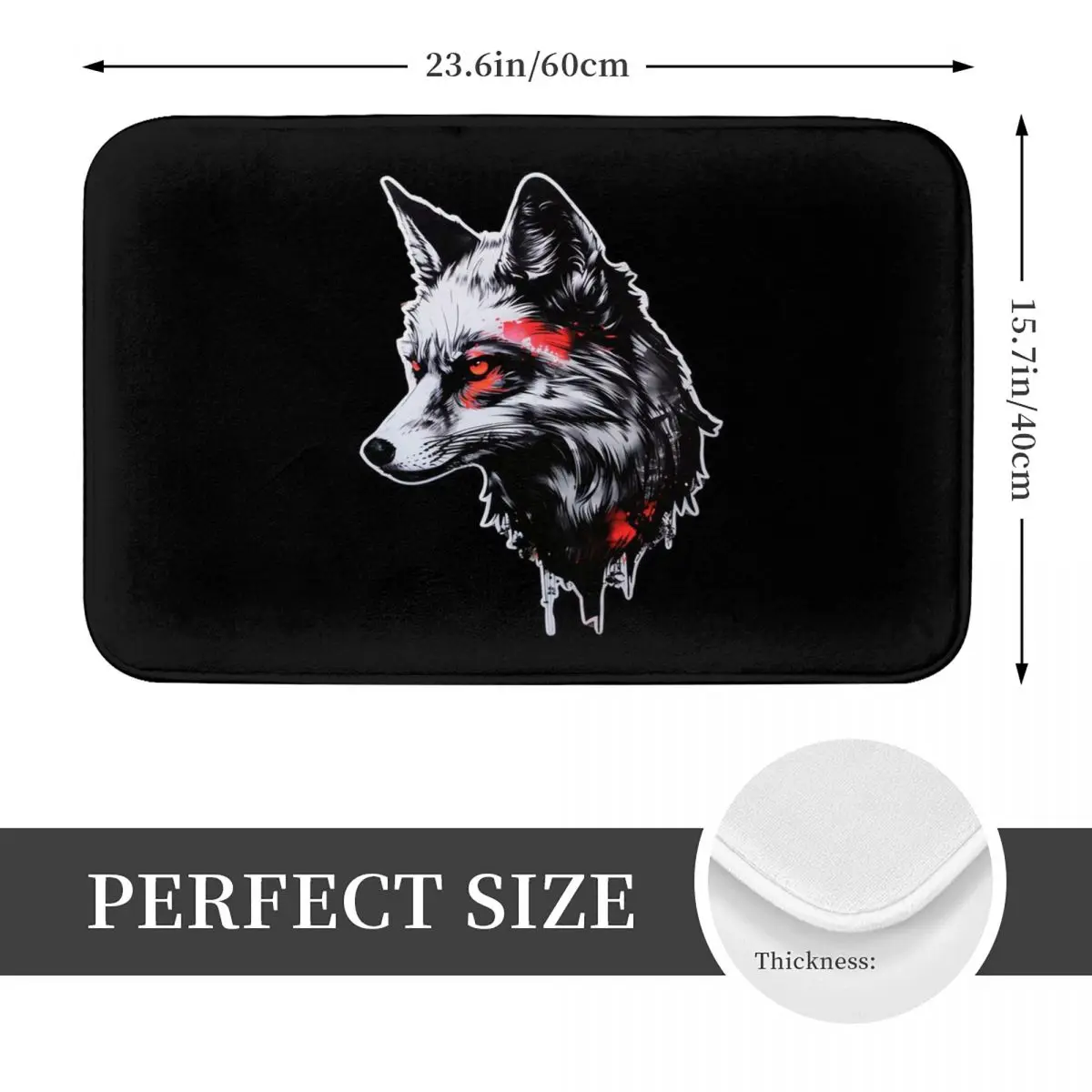 Silver Fox Red Eyes Doormat Anti-skid Super Absorbent Bath Mats Home Entrance Rugs Kitchen Bedroom Carpet Outdoor Footpad