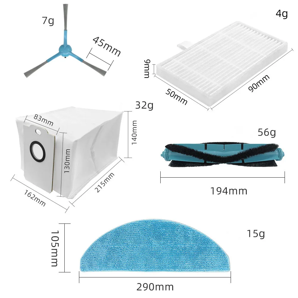 ชุดอุปกรณ์เสริมสำหรับ7490หุ่นยนต์กวาดพื้น Conga ตัวกรองแปรงขัดซอกกลิ้งหลักสำหรับทำความสะอาด Haipa ถุงหูรูดไม่ทอ