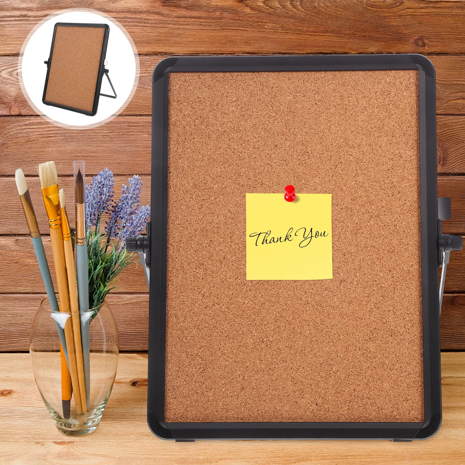 Desktop Cork Board with Stand Modern Office Bulletin Board for Memo Notice Display Creative Workspace Organizer