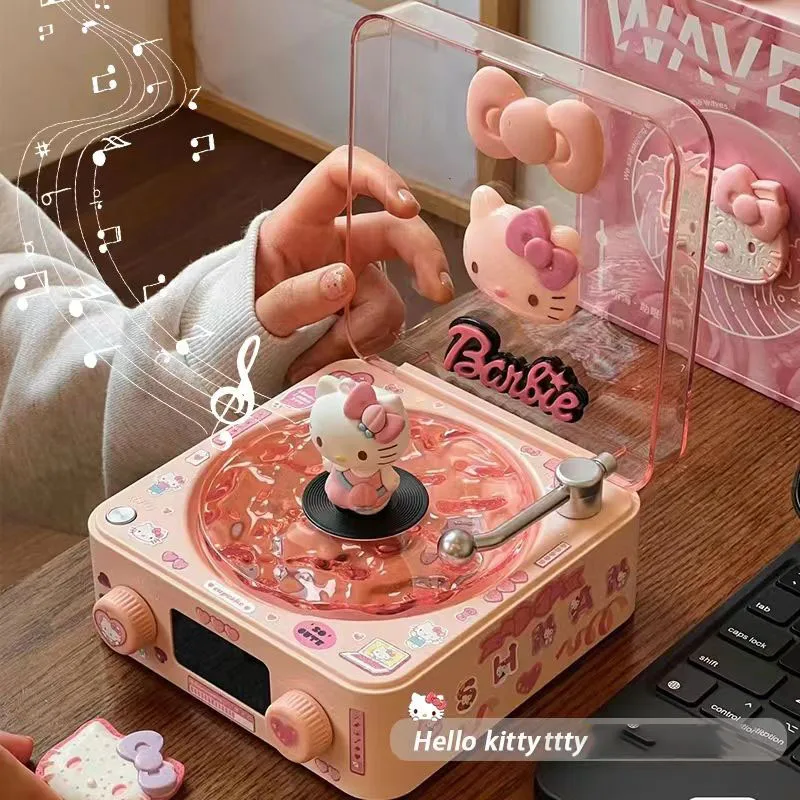 

Hello Kitty New Kawaii Anime Bluetooth Speaker Record Player Girlish Heart Small Cute Speaker Birthday Gift for Girl Best Friend