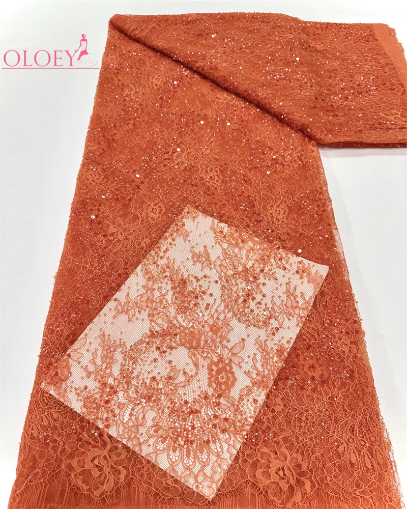 

OLOEY 2026 Nigerian Frence Net Lace Fabric African Embroidery Beaded Wedding Party 3 metersric for Elegant Design