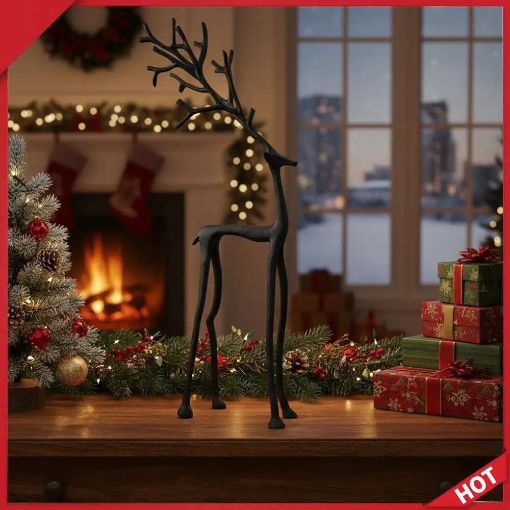 تماثيل الرنة السوداء التماثيل الحديثة عيد الميلاد عيد الميلاد الرنة النحت لغرفة المعيشة غرفة نوم مكتب ديكور المنزل