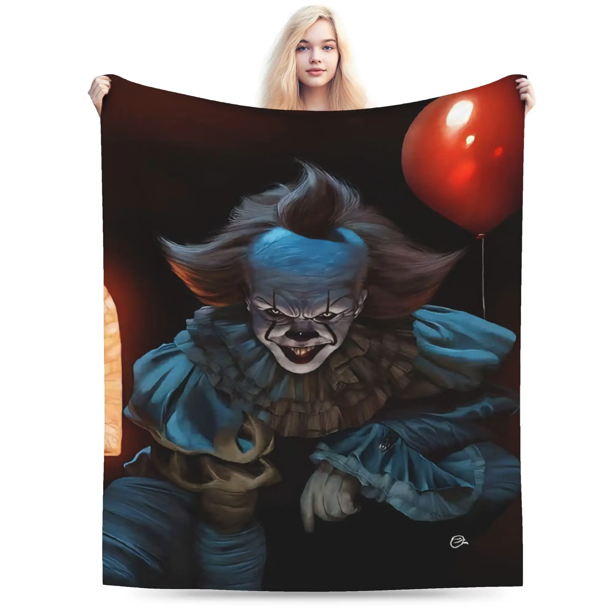 It P-Pennywise Clown Soft Blanket  Kids Plush Throw Blanket Graphic Home Decor Flannel Bedspread Sofa Bed Cover
