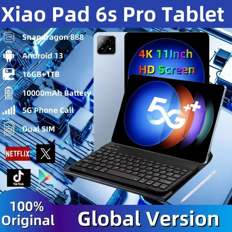 2024 Global Xioami Pad 6S Pro Global Version Tablet PC Android 14 16GB+1TB Snapdragon 888 11 Inch HD 4K 5G WIFI Bluetooth Mi Tab